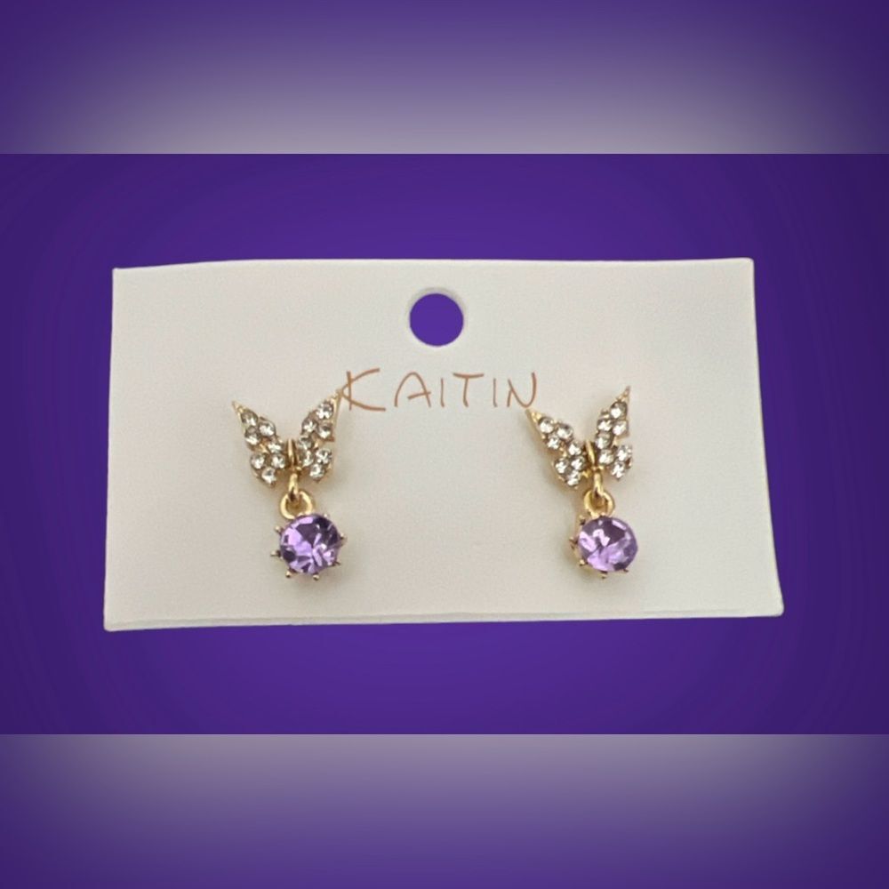 Butterfly Earrings Simple Purple Gold Stud Dangly Minimalist Glam